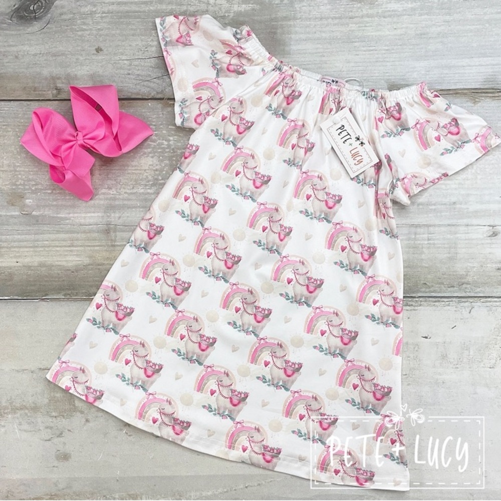 NWT Pete+Lucy Llamas and Rainbows Dress